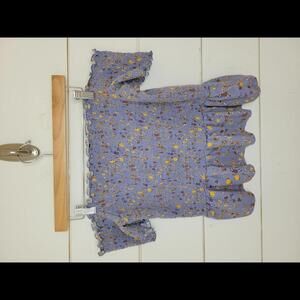 American Eagle Outfitters large blue with burgundy & yellow floral crop top